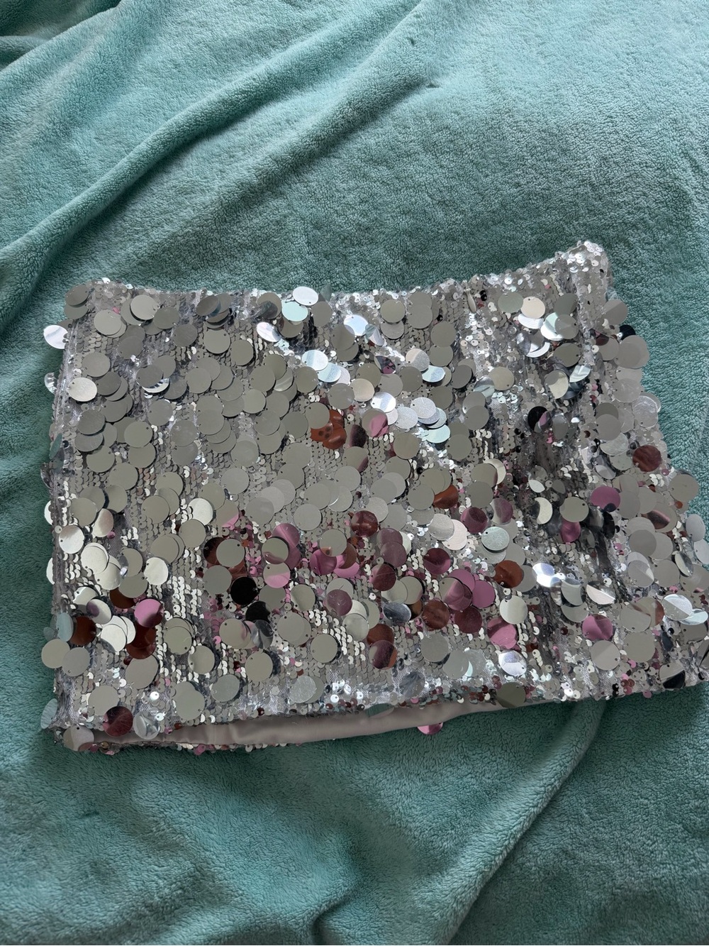 Edikted Silver Sequin Mini Skirt